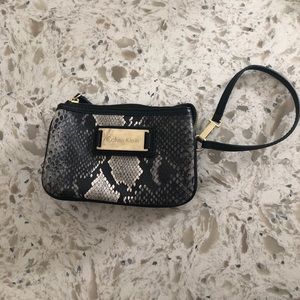 Calvin Klein black gold faux snake skin clutch